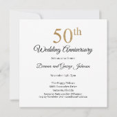 Invitation anniversaire de mariage 50 ans photo or (Dos)