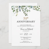 Invitation Anniversaire de mariage 50 ans Watercolor Greenery (Devant / Derrière)