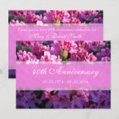 Invitation Anniversaire de mariage à floraison d'azalée rose (Devant / Derrière)