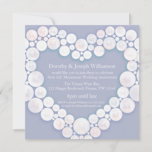 Invitation Anniversaire de mariage à la pierre de lune 3 ans  (Dos)