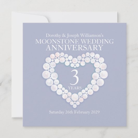 Invitation Anniversaire de mariage à la pierre de lune 3 ans  (Devant)