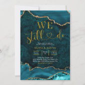 Invitation Anniversaire de mariage Agate sarcelle et or (Devant)