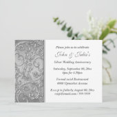 Invitation Anniversaire de mariage argenté en spirale florale (Debout devant)