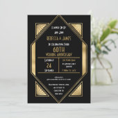Invitation Anniversaire de mariage Art Déco 60 ans (Debout devant)