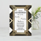 Invitation Anniversaire de Mariage Art Déco Doré (Debout devant)