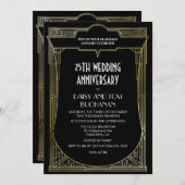 Invitation anniversaire de mariage Art Déco Gatsby (Devant / Derrière)