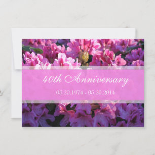 Invitation Anniversaire de mariage avec azalée rose en fleurs