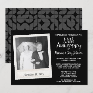 Invitation Anniversaire de mariage avec photo vintage - noir