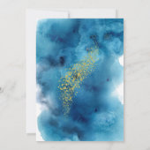 Invitation Anniversaire de mariage bleu et or à l'aquarelle 5 (Dos)