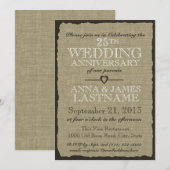 Invitation Anniversaire de Mariage Burlap Rustique (Devant / Derrière)
