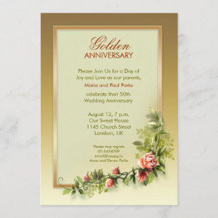 Invitation anniversaire de mariage chic or - 50