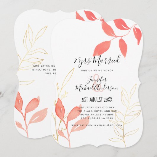 Invitation ANNIVERSAIRE DE MARIAGE CONTEMPORAIN TOUT Manuscri (Devant / Derrière)