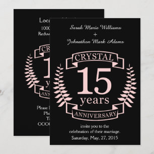 Invitation Anniversaire de mariage cristal 15 ans