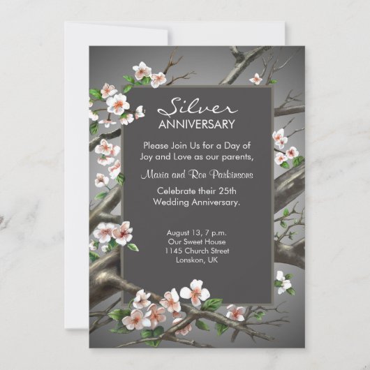 Invitation Anniversaire de mariage d'argent - 25 ans (Devant)