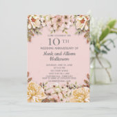 Invitation Anniversaire de mariage de 10 ans à fleurs d'ivoir (Debout devant)