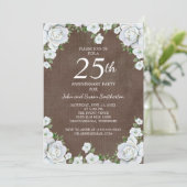Invitation Anniversaire de mariage de 25 ans à fleurs marron  (Debout devant)