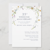 Invitation Anniversaire de mariage de 25 ans Fleur bleue sauv (Devant)