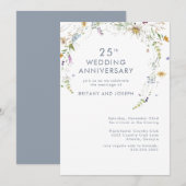Invitation Anniversaire de mariage de 25 ans Fleur bleue sauv (Devant / Derrière)
