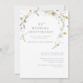 Invitation Anniversaire de mariage de 25 ans Wildflower Blue (Devant)