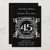 Invitation anniversaire de mariage de 45 ans saphir crest (Devant / Derrière)