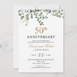 Invitation Anniversaire de mariage de 50 ans à l'aquarelle ve