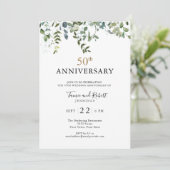 Invitation Anniversaire de mariage de 50 ans avec aquarelle d (Debout devant)