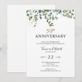 Invitation Anniversaire de mariage de 50 ans avec aquarelle d (Devant / Derrière)