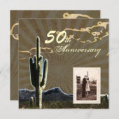 Invitation anniversaire de mariage de 50 ans cactus pays occi (Devant / Derrière)