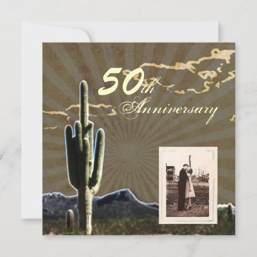 Invitation anniversaire de mariage de 50 ans cactus pays occi (Devant)