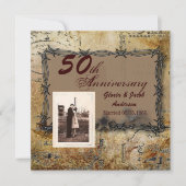 Invitation anniversaire de mariage de 50 ans campagne rustiqu (Devant)