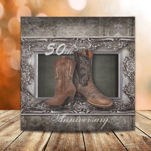 Invitation anniversaire de mariage de 50 ans cow-boy western 