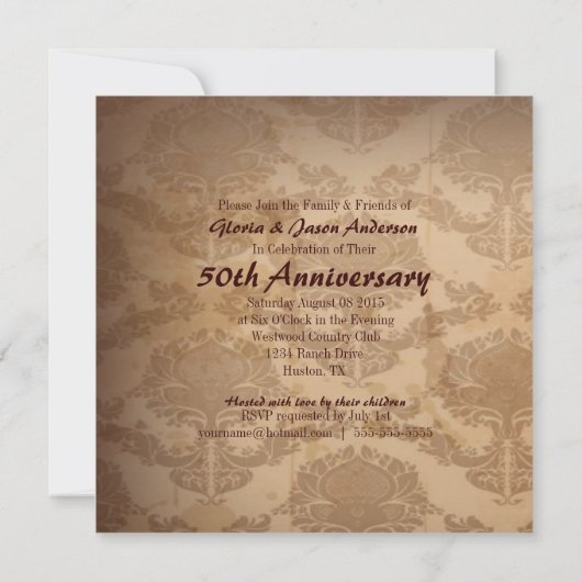 Invitation anniversaire de mariage de 50 ans Cowboy de pays o (Dos)