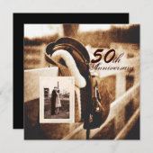 Invitation anniversaire de mariage de 50 ans cowboy western c (Devant / Derrière)