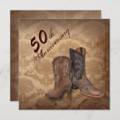 Invitation Anniversaire de mariage de 50 ans de Cowboy de pay (Devant / Derrière)