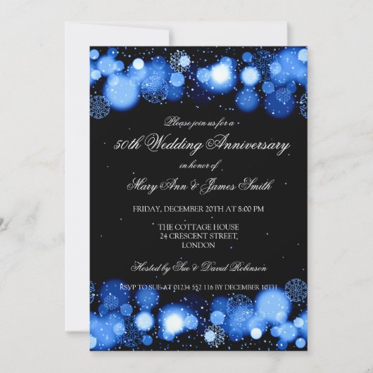 Invitation Anniversaire de mariage de 50 ans d'hiver Bleu (Devant)