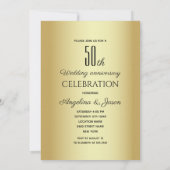 Invitation Anniversaire de mariage de 50 ans en or (Dos)