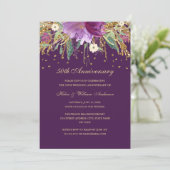 Invitation Anniversaire de mariage de 50 ans floral améthyste (Debout devant)