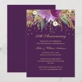 Invitation Anniversaire de mariage de 50 ans floral améthyste (Devant / Derrière)