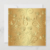 Invitation Anniversaire de mariage de 50 ans floral or noir (Dos)