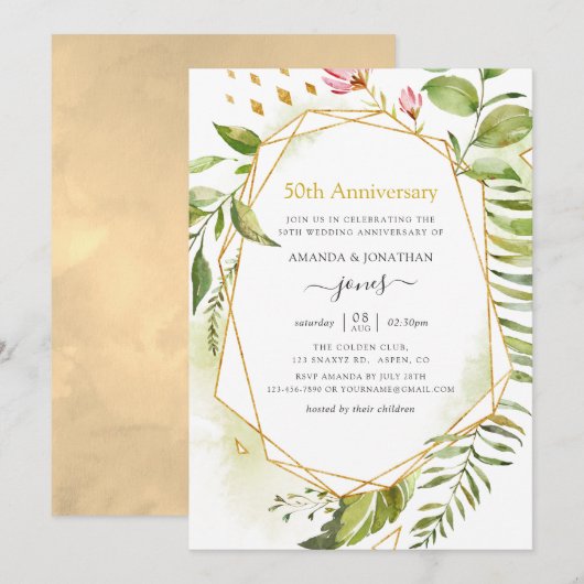Invitation Anniversaire de mariage de 50 ans Geometric Crysta (Devant / Derrière)