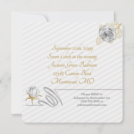 Invitation Anniversaire de Mariage de 50 ans Rayures (Dos)