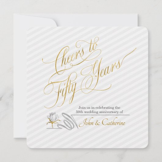 Invitation Anniversaire de Mariage de 50 ans Rayures (Devant)