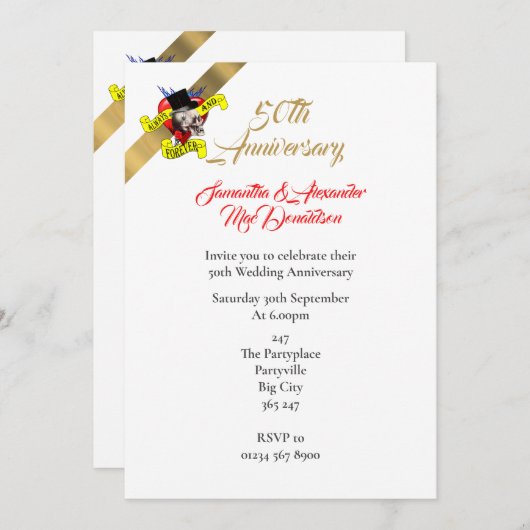 Invitation Anniversaire de mariage de 50 ans sur le thème du (Devant / Derrière)