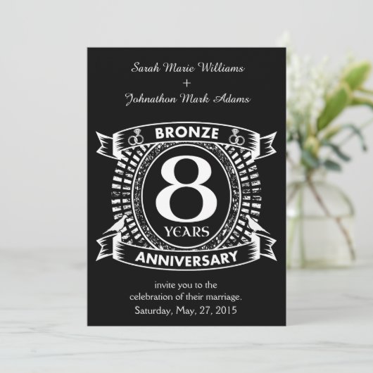 Invitation anniversaire de mariage de bronze 8 ans (Debout devant)