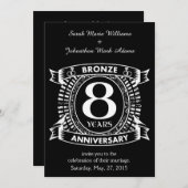 Invitation anniversaire de mariage de bronze 8 ans (Devant / Derrière)