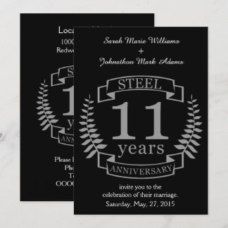 Invitation Anniversaire de mariage de onze ans en acier