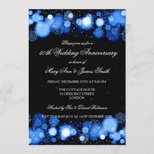 Invitation Anniversaire de mariage d'hiver 50 ans Bleu