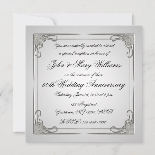 Invitation Anniversaire de Mariage Diamant (Dos)