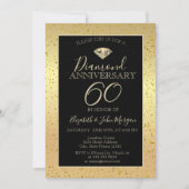 Invitation Anniversaire de mariage diamant confetti or (Devant)