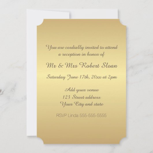 Invitation Anniversaire de Mariage Doré (Dos)